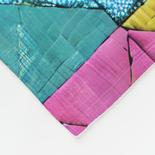 Boho Imitate Patchwork Quilt Rosa Gelb Blau Fleecedecke (Ecke)