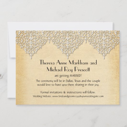 BOHO Imitats Burlap n Lace Sinti und Roma im moder Save The Date (Vorderseite)