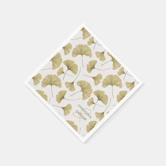 Boho Imitats Gold Botanisches Muster Monogram Serviette (Ecke)