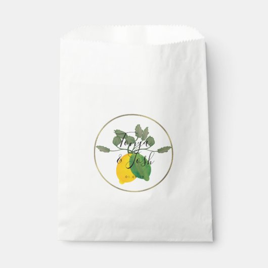 Boho Imitats Gold Rim Citrus Limon Lemon Geschenktütchen (Vorderseite)