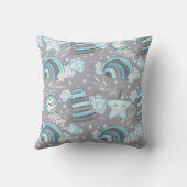 Boho in Neutralen mit Blues und Grays Kinderzimmer Kissen (Rückseite)