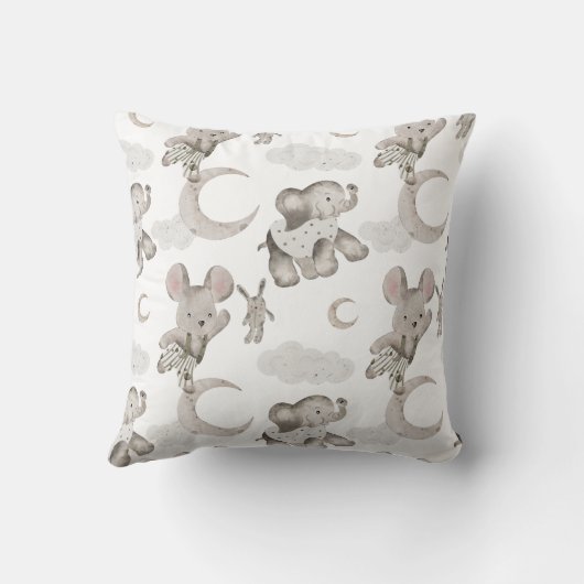 Boho in Neutrals: Baby Elephant Kinderzimmer Pillo Kissen (Rückseite)