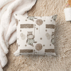 Boho in Neutrals: Baby Hippos & Balloons Kinderzim Kissen