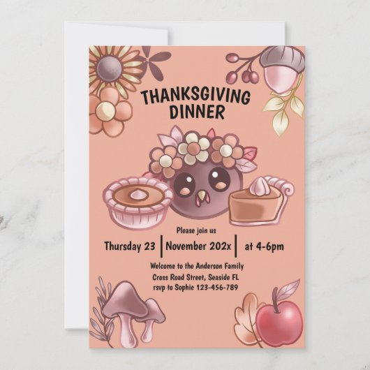 Boho in warmen Farben Erntedank Abendessen Einladung (Vorderseite)