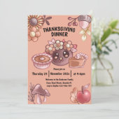 Boho in warmen Farben Erntedank Abendessen Einladung (Stehend Vorderseite)