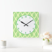 Boho India Block Print Quadratische Wanduhr (Zuhause)