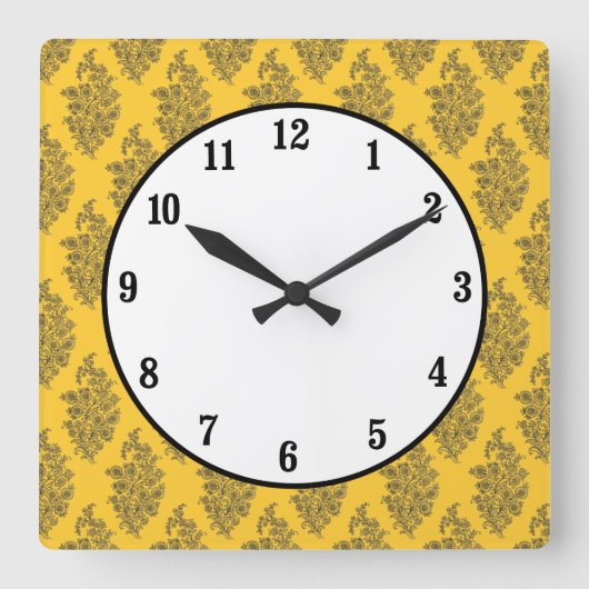 Boho India Block Print Quadratische Wanduhr (Vorderseite)