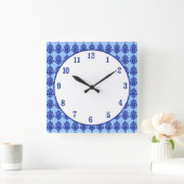 Boho India Block Print Quadratische Wanduhr (Zuhause)