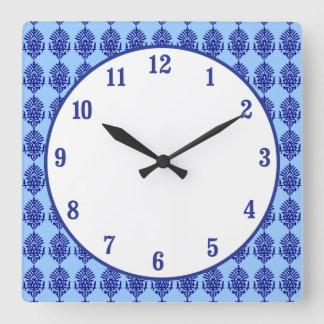 Boho India Block Print Quadratische Wanduhr