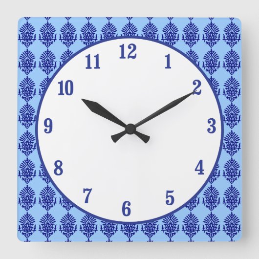 Boho India Block Print Quadratische Wanduhr (Vorderseite)