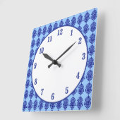 Boho India Block Print Quadratische Wanduhr (Winkel)