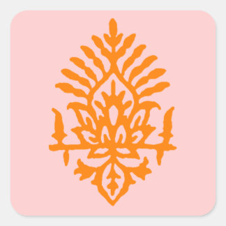 Boho India Block Print Quadratischer Aufkleber