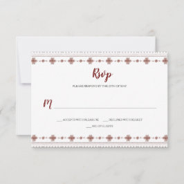 Boho Indian Red Tribal Border RSVP Karte
