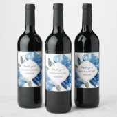 Boho Indigo Blue Abstrakt Floral Weinetikett (Flaschen)