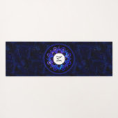 Boho Indigo Blue Universe Galaxy Mandala Monogram Yogamatte (Rückseite (Horizontal))