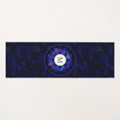 Boho Indigo Blue Universe Galaxy Mandala Monogram Yogamatte (Vorderseite (Horizontal))