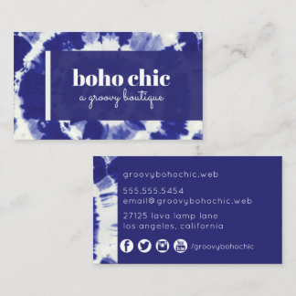 Boho Indigo Gefärbte Krawatte Visitenkarte