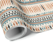 Boho indische ethnische Motive geometrische Marine Geschenkpapier (Rolleneckpunkt)