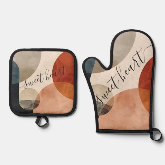 Boho Individuelle Name Ofenhandschuh & Topflappen-Set (Vorderseite)