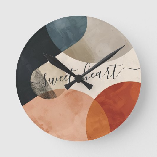 Boho Individuelle Name Runde Wanduhr (Vorderseite)