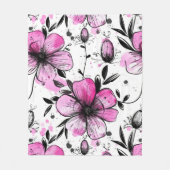 Boho Inky Petals Muster Fleecedecke (Vorderseite)