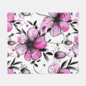 Boho Inky Petals Muster Fleecedecke (Vorderseite (Horizontal))