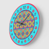 Boho-Insel-Stammesdesign Große Wanduhr (Winkel)