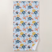 Boho Inspiriert Blume Pattern Beach Handtuch (Vorderseite)