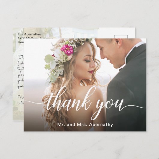 Boho Inspiriert Wedding Foto Vielen Dank Postkarte (Vorne/Hinten)