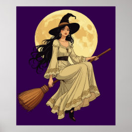 Boho-inspiriert Witchy Woman Astride A Besom Poster