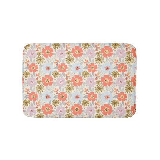 Boho Inspirierte Blumenmuster Bath Mat Badematte (Vorderseite)