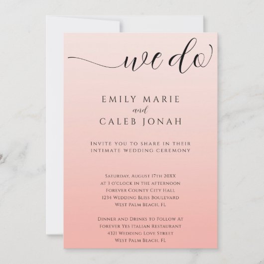 Boho Intimate Wedding Micro Zeremony Courthouse Einladung (Vorderseite)