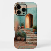 Boho iPhone 16 Pro Max Case | Moroccan Teal Stairc Hülle (Rückseite)