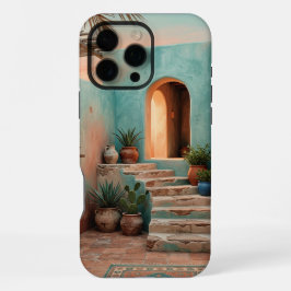 Boho iPhone 16 Pro Max Case | Moroccan Teal Stairc Hülle