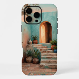 Boho iPhone 16 Pro Max Hülle   Moroccan Teal Trepp