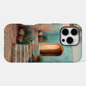 Boho iPhone 16 Pro Max Hülle | Moroccan Teal Trepp (Rückseite (Horizontal))