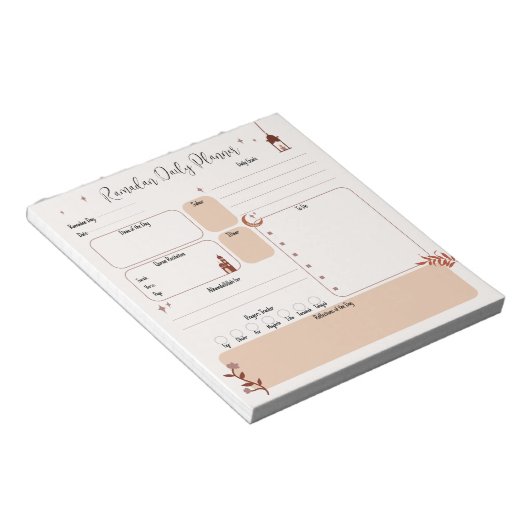 Boho Islamic Customizable Ramadan Planner Notizblock (angewinkelt)