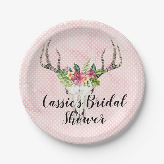 Boho Island Skull-Brautparty Pappteller (Vorderseite)