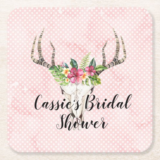 Boho Island Skull-Brautparty Rechteckiger Pappuntersetzer (Vorderseite)