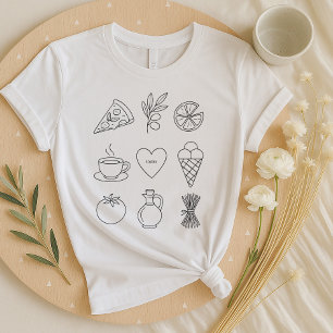 Boho Italian Food Shirt Handgezeichnetes Mittelm