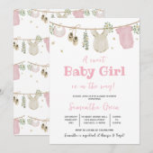 Boho It's a Girl Baby Clothes Baby Shower Einladung (Vorne/Hinten)