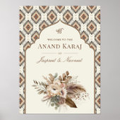 Boho Ivory Anand Karaj Sikh Wedding Welcome Sign Poster (Vorne)