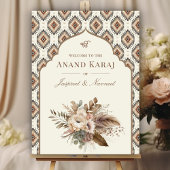 Boho Ivory Anand Karaj Sikh Wedding Welcome Sign Poster