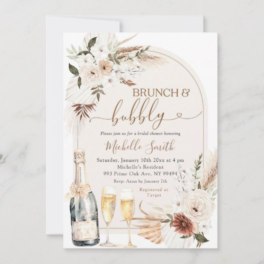 Boho Ivory Beige Brautparty Einladung (Vorderseite)