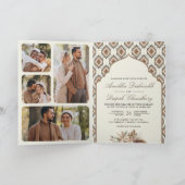 Boho Ivory Beige Ikat Foto Collage Indian Wedding Einladung (Innenseite)