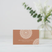 Boho Ivory Mandala Yoga Individuelle Name Visitenkarte (Stehend Vorderseite)