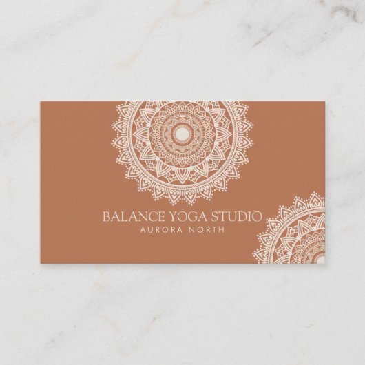Boho Ivory Mandala Yoga Individuelle Name Visitenkarte (Vorderseite)
