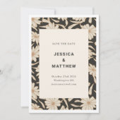 Boho Ivory und Black Floral Moderne einzigartige H Save The Date (Vorderseite)