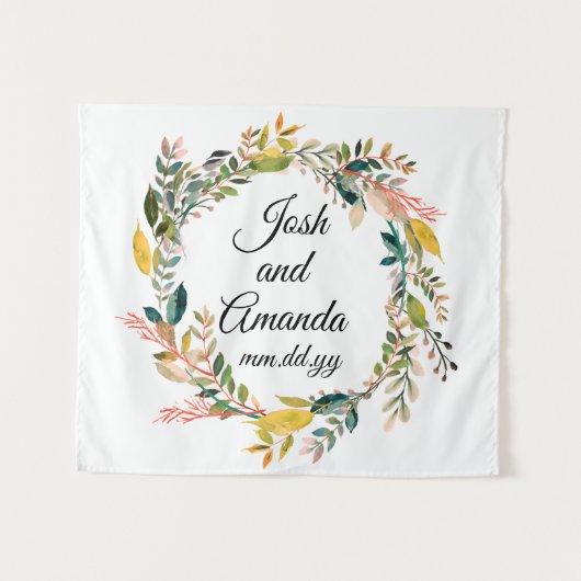 Boho Jahrestag Foto Stand Hintergrund botanischer Wandteppich (Vorderseite (Horizontal))