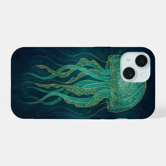 Boho Jellyfish iPhone 15 Hülle (Rückseite (Horizontal))
